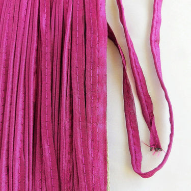 2mm Flanged Insertion Piping on 9mm Band, Mulberry Art Silk Fabric Trim, Cord piping Trim
